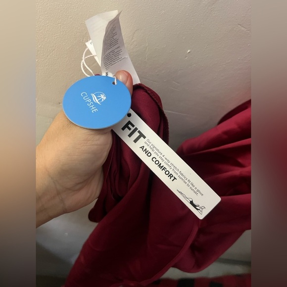 CUPSHE Women's Satin Backless One Shoulder Short Sleeve A-line Dress High Low - Picture 11 of 13